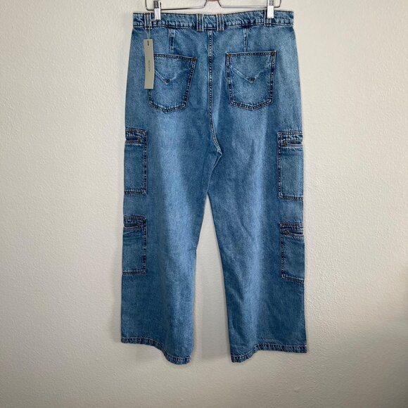 Hudson Womens High-Rise Welt Pocket Wide Leg Cargo jeans Size 33 - Picture 2 of 13